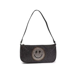 Skinnydip London Amber Smiley Face Shoulder Bag Glittery dark Grey/black